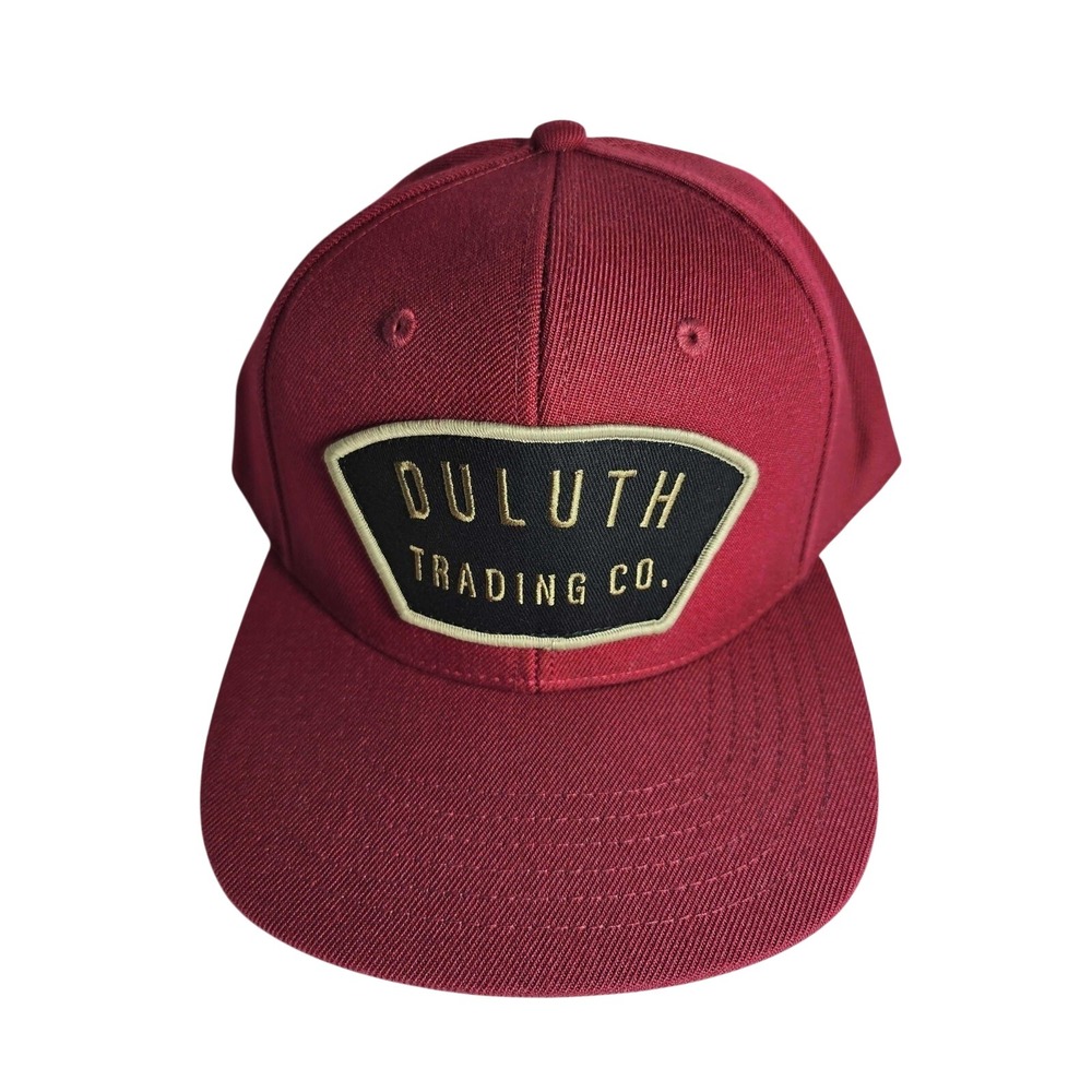 Duluth Trading Co Embroidered‎ Logo Flat Bill Snapback Hat Cap Size M/L Red NEW